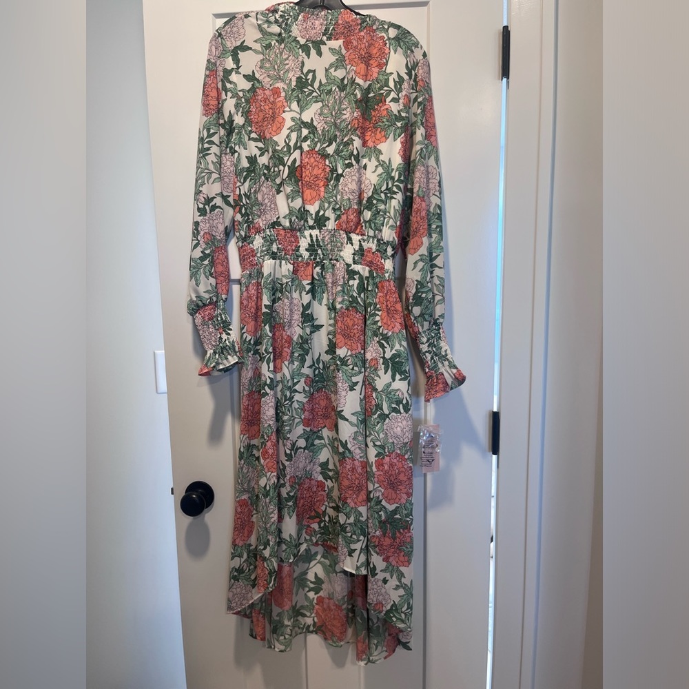 Nanette Lepore Floral High Low Dress - Green and Pink